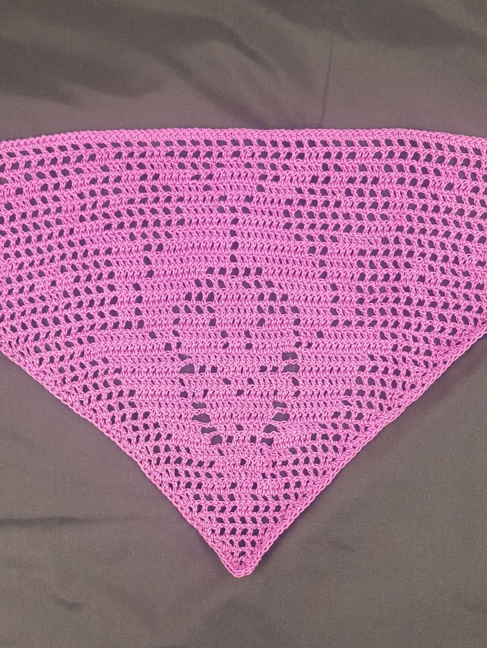 Handcrafted Crochet Purple Filet Dragonfruit Head Bandana Kerchief Tie Back - Picture 3 of 8